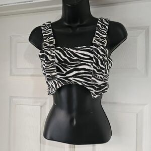 Carmar zebra y2k style retro denim style crop topSize xs